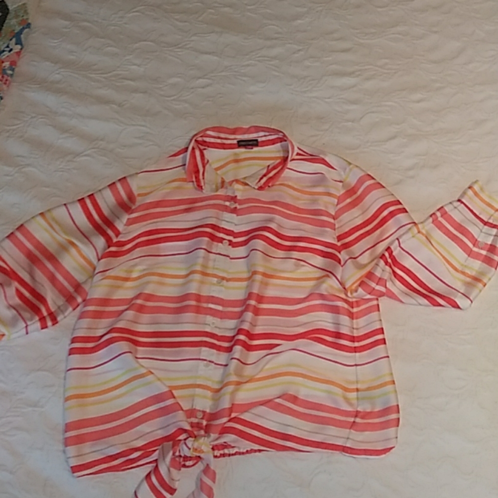 Vince Camuto Long Sleeve Tie Front Blouse 1X